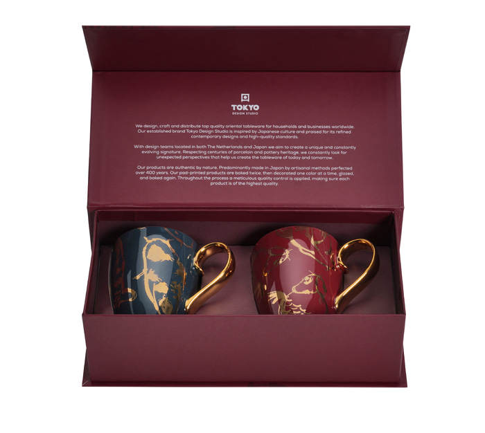 Carp & Goldfish Mug Set 2pcs Petrol & Bordeaux 8.5x10.2cm 380ml 17610 1/12